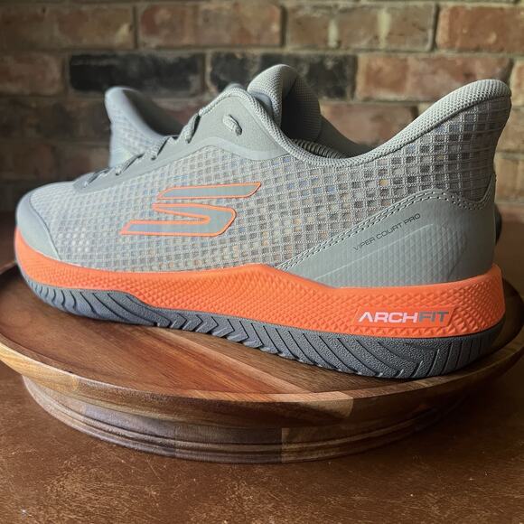 Skechers Viper Court Pro Pickleball Shoes Sneakers Gray Orange Men's 13 - Picture 3 of 16